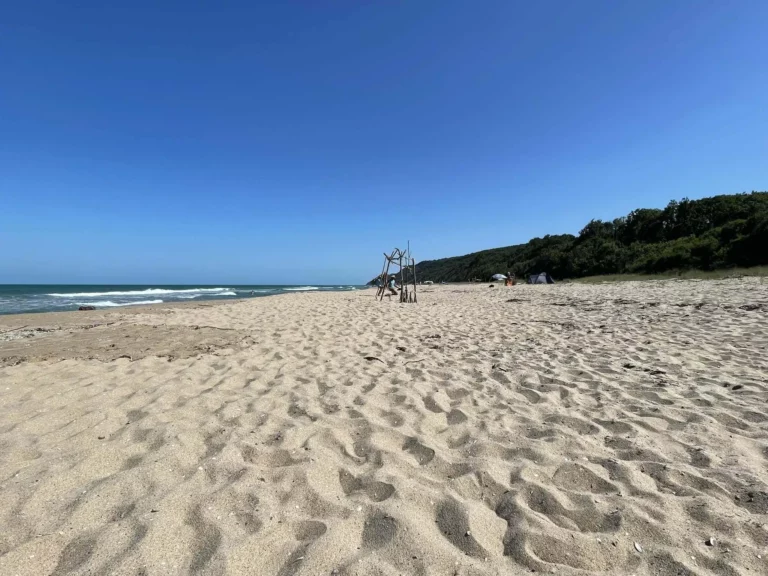 Pristine shoreline and one of the few wild camping spots left in Bulgaria