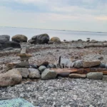 View from the shoreline at high tide. Low tide requires a short walk.