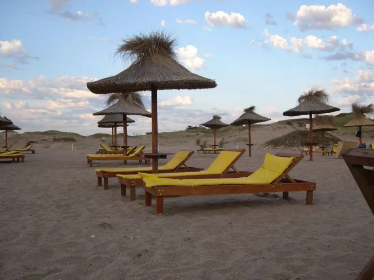 Loungers are available for hire at Playa Escondida