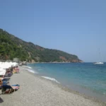 View looking towards the nude beach from the textile section