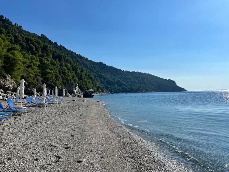 Loungers are available for a small daily fee at View of Velanio Beach