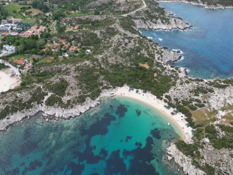 Aerial views of Kalamitsi Nude Beach