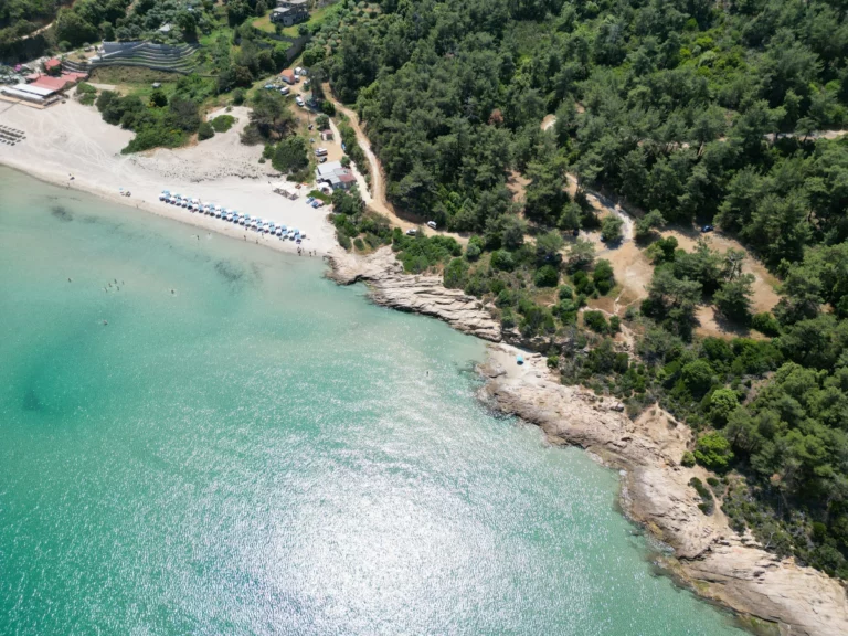 Aerial view of the approach to the nude section at Paradise Beach