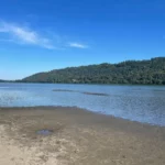 View from the first beach area you approach on the river trail to Rooster Rock Nude Beach