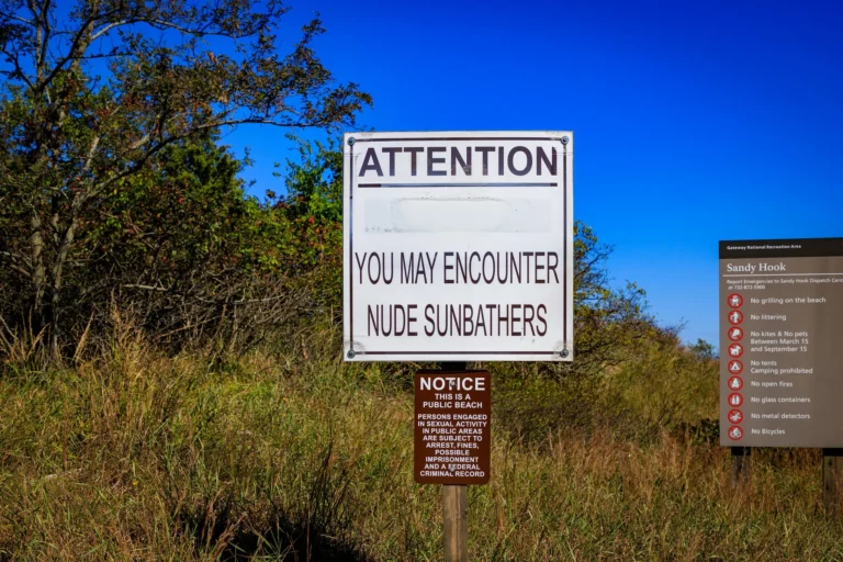 The signage at the entrance to Gunnison Nude Beach, New Jersey - lots of rules and rangers to enforce them!