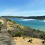 The boardwalk to Sandy Bay nude beach