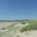 Sand dunes and a long beach at Morfa Dyffryn