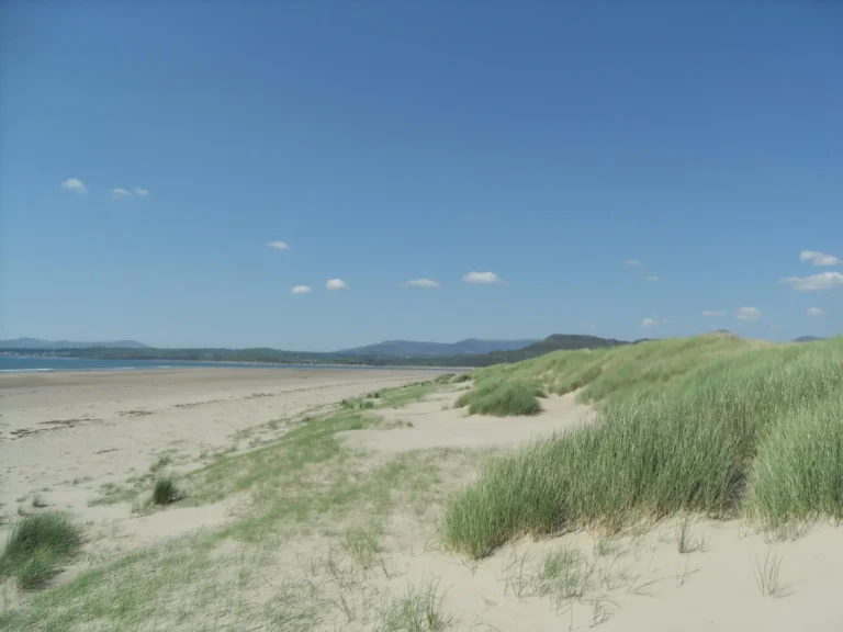 Sand dunes and a long beach at Morfa Dyffryn