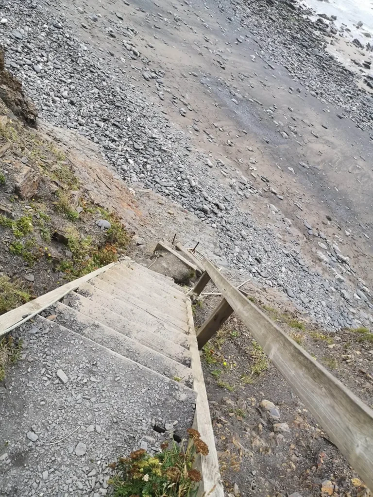 Stairs down to the beach - with a rope to help you for the last section