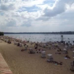 Looking towards the textile section of Strandbad Wannsee