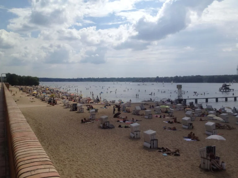 Looking towards the textile section of Strandbad Wannsee