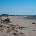 The long shoreline of Plage des Cabanes de Fleury